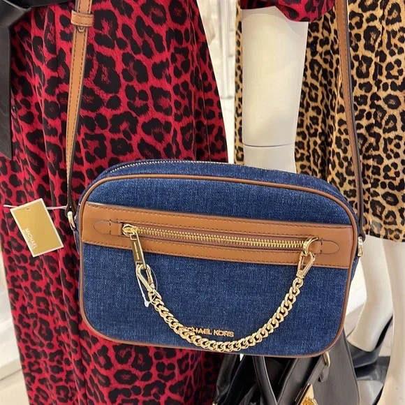 Michael Kors Jet Set Item Large East West Zip Chain Crossbody XBody 
Indigo - Picture 14 of 16